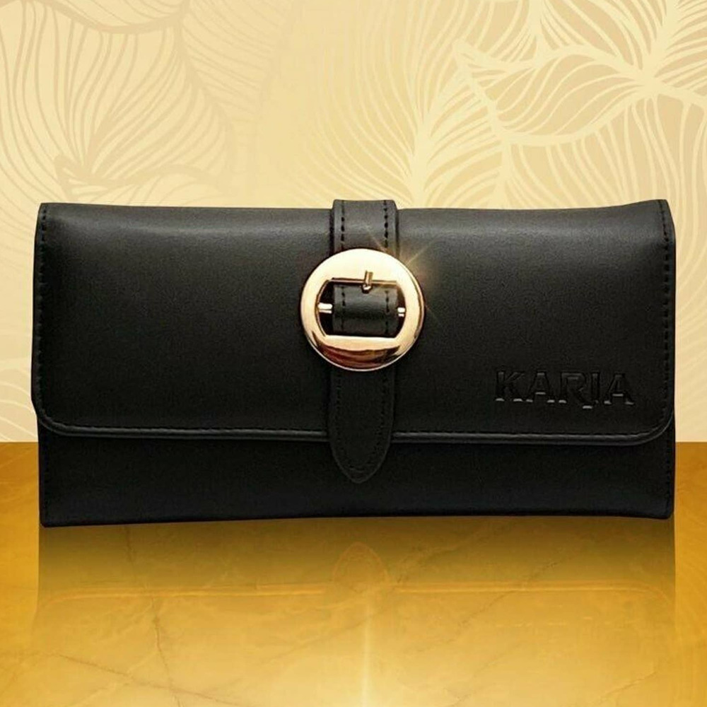 NEW KARIA Women's Long Wallet Black Card Holder High Quality Great for to Gift
